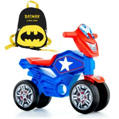 Moto correpasillos My 1st Molto Cross Star + Mochila Batman con arnés de seguridad