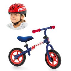 Kinderlaufrad ohne Pedale Minibike Blau + Roter Helm MLT 20210/WEB1