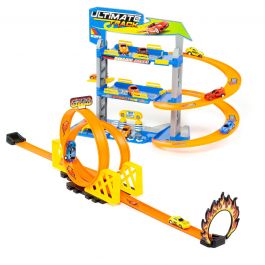 Toy Parking + Toy Tracks with 2 Loops and 3 Floors with 2 Friction Cars Included 23406