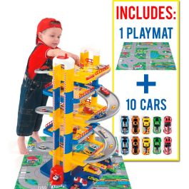 Parking Infantil 6 Plantas + 10 coches + Tapiz de juego